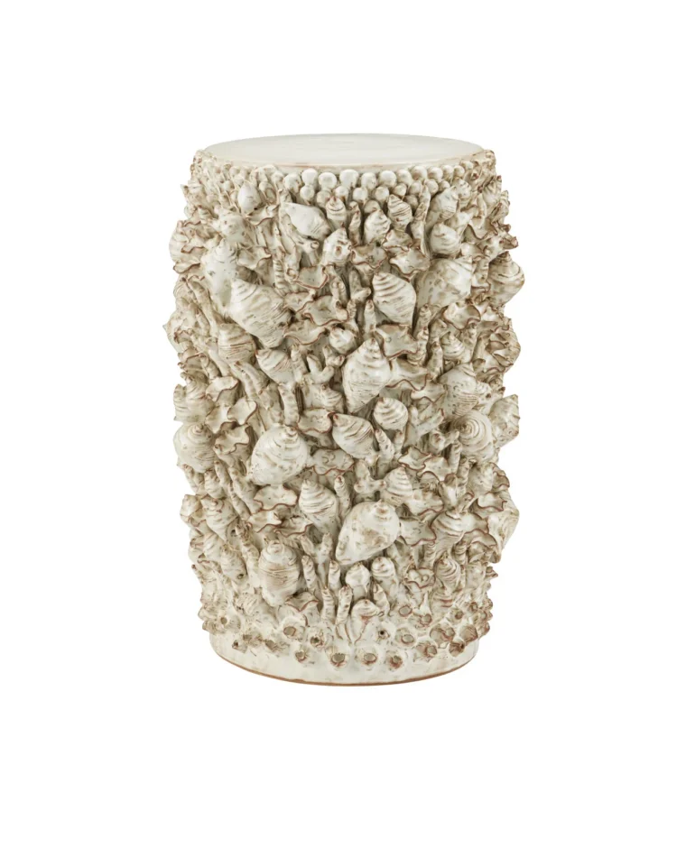 Corfu Ivory Faux Shell Ceramic Side Table