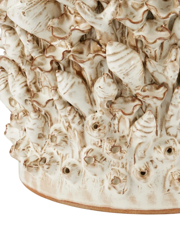 Corfu Ivory Faux Shell Ceramic Side Table - Image 4