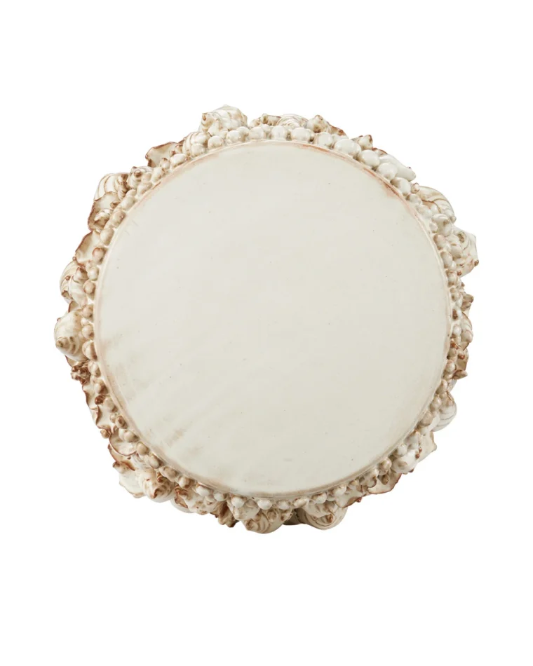 Corfu Ivory Faux Shell Ceramic Side Table - Image 5