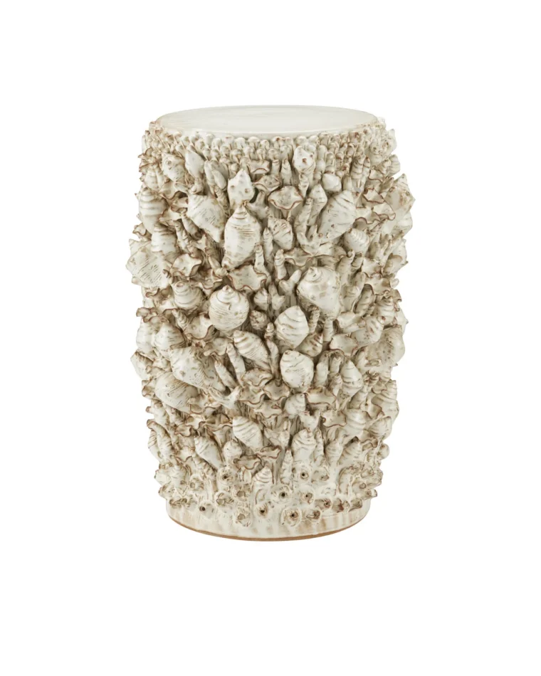 Corfu Ivory Faux Shell Ceramic Side Table - Image 2