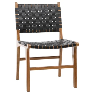 Hector Black Woven Leather Dining Chair