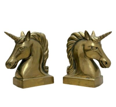Vintage Brass Unicorn Bookends