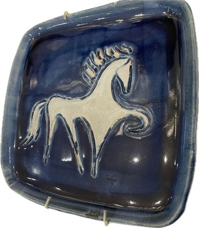 Ceramic Abstract Horse Plate - Image 2