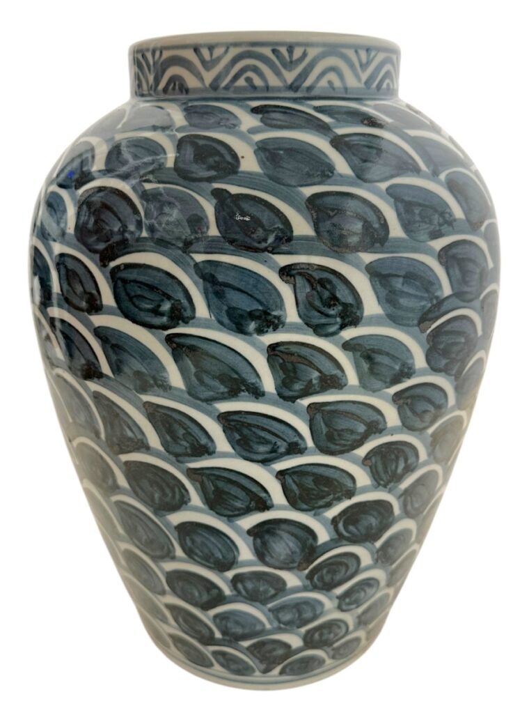 Large Blue and White Scale Jar