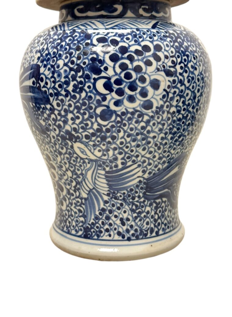 Pair of Blue and White Flower Ginger Jars - Image 4