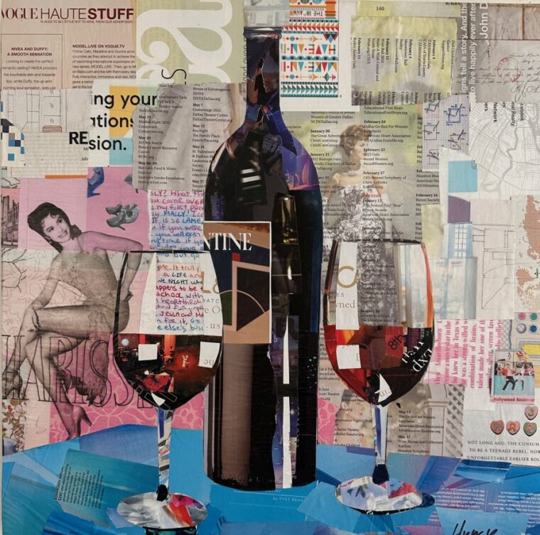 Still Life with Two Wine Glasses and Bottle Original Art