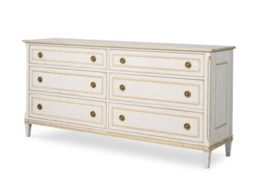 Claire Whitewashed Dresser with Gold Accents