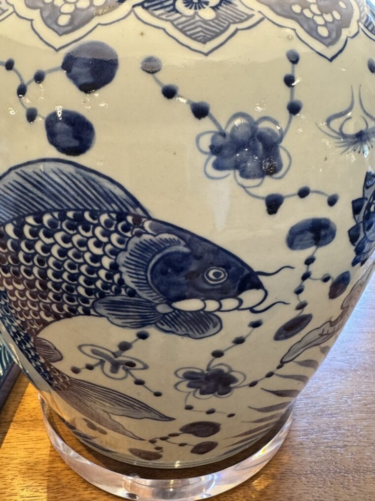 Blue and White Fish Jar Lamp - Image 3