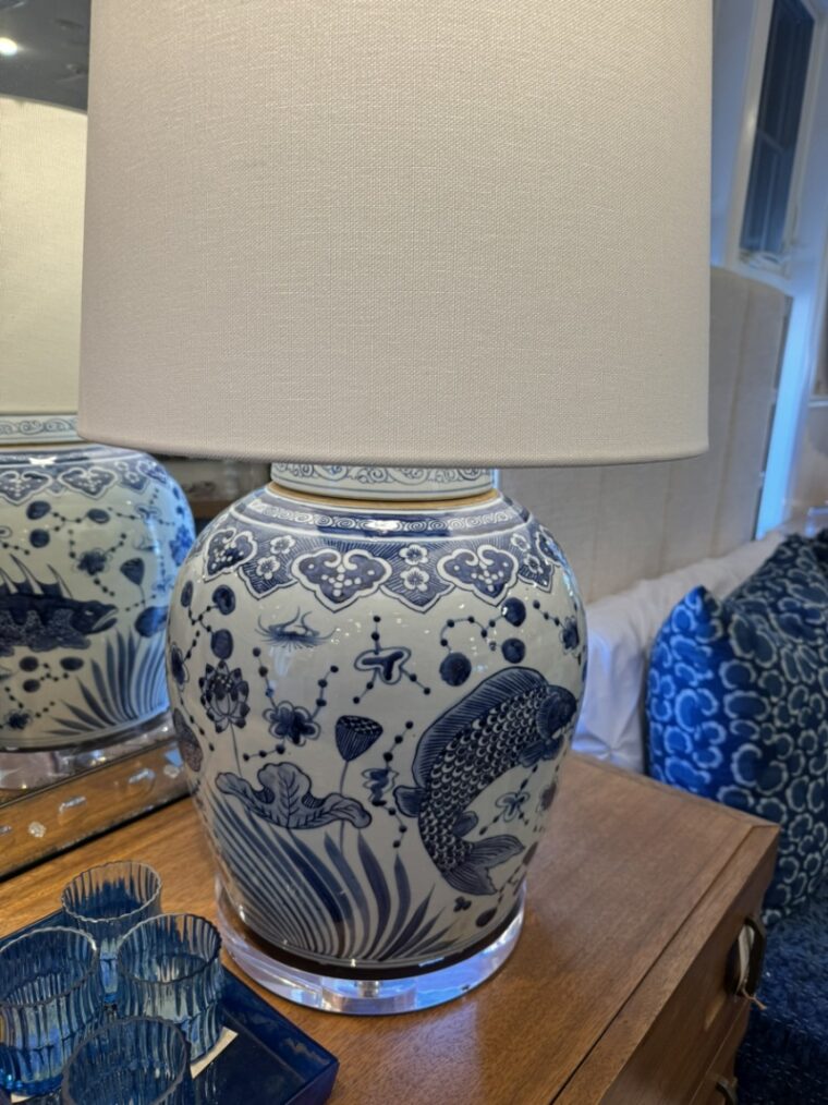Blue and White Fish Jar Lamp - Image 5