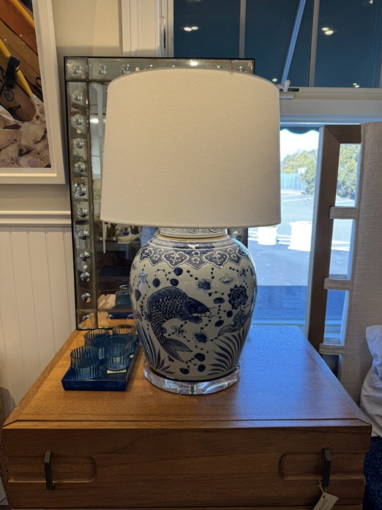 Blue and White Fish Jar Lamp - Image 6