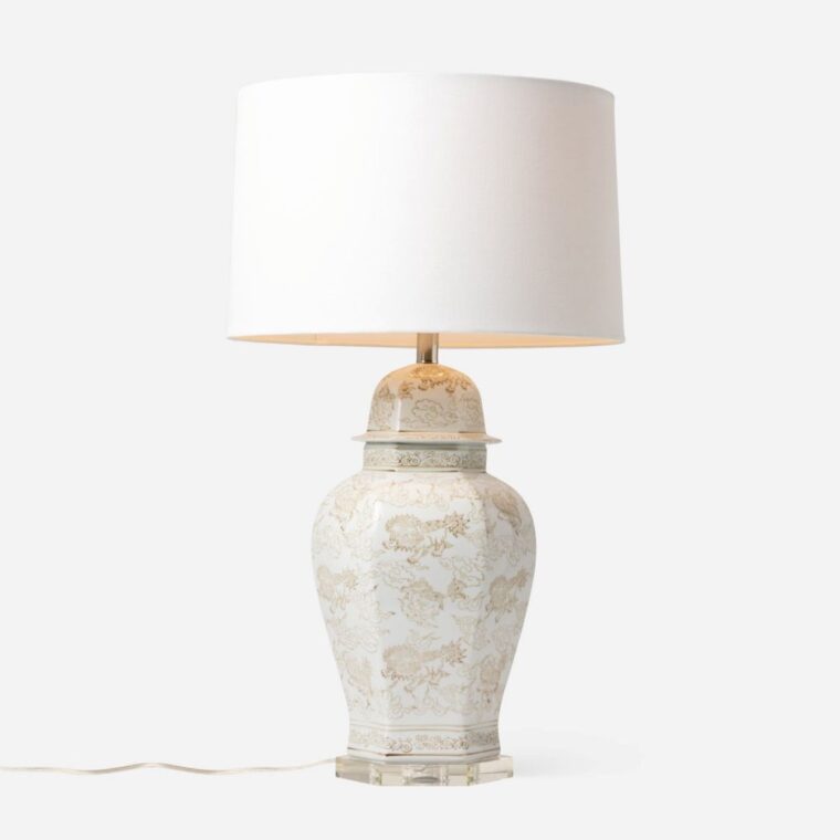 Cream Porcelain Ginger Jar Lamp