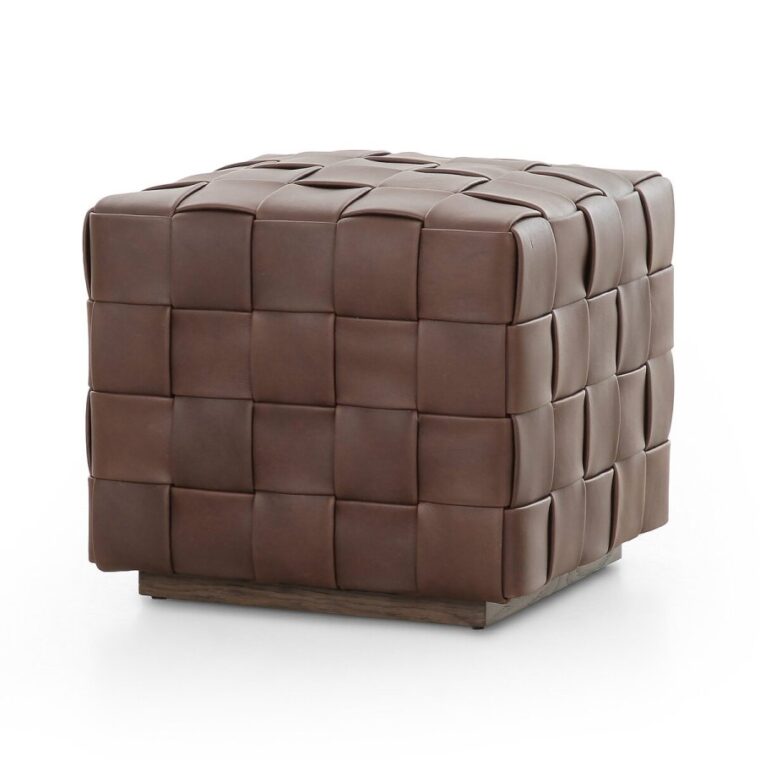 Hand Woven Leather Ottoman