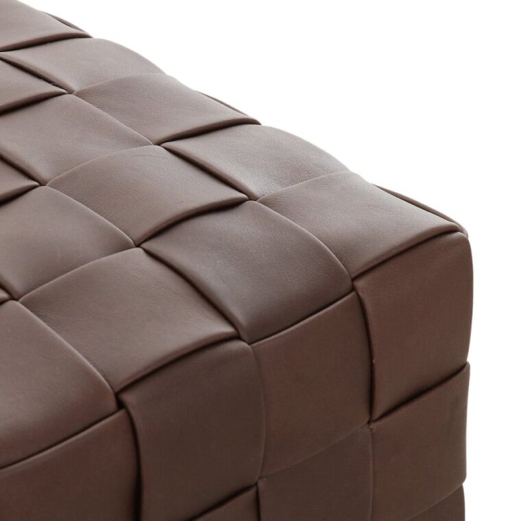 Hand Woven Leather Ottoman - Image 4