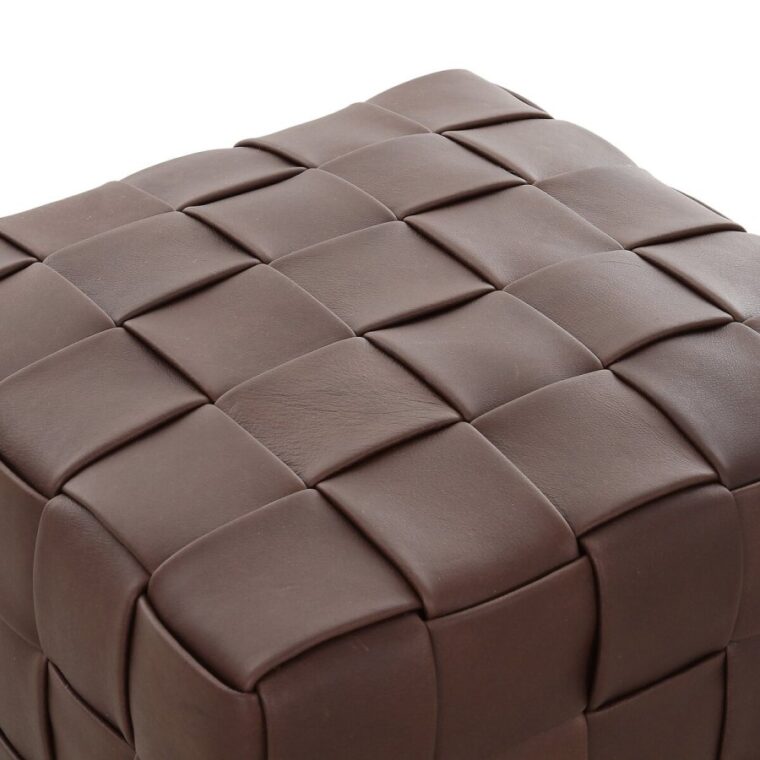 Hand Woven Leather Ottoman - Image 5
