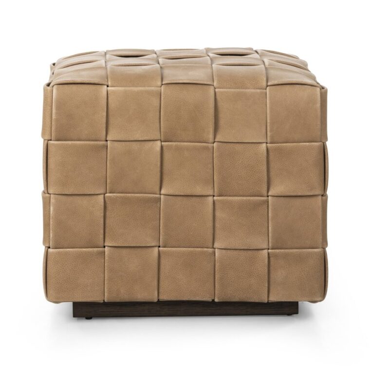 Hand Woven Leather Ottoman - Image 7