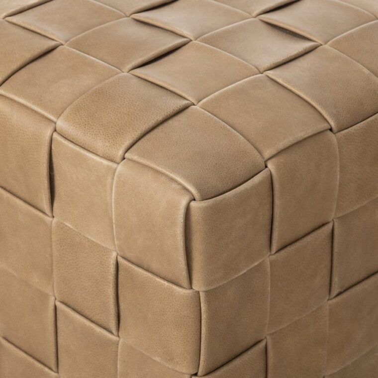 Hand Woven Leather Ottoman - Image 9