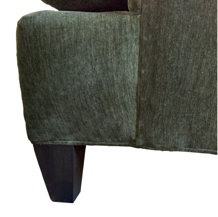 Modern Sofa Upholstered in Forest with Citron Fringe - Image 3
