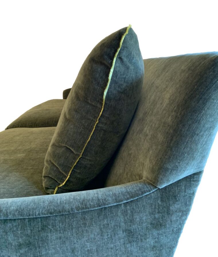 Modern Sofa Upholstered in Forest with Citron Fringe - Image 2