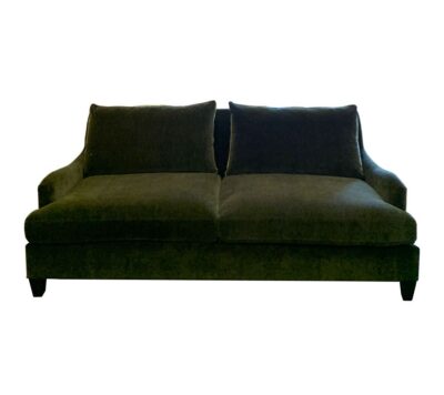 Modern Sofa Upholstered in Forest with Citron Fringe