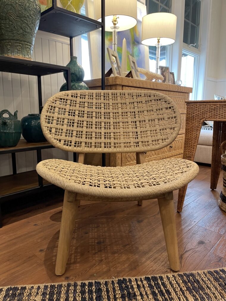 Outdoor Twisted Synthetic Wicker and Teak Occasional Chair - Image 10