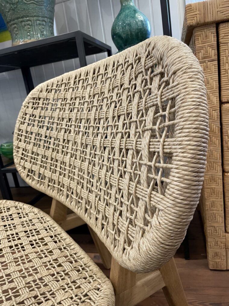 Outdoor Twisted Synthetic Wicker and Teak Occasional Chair - Image 8