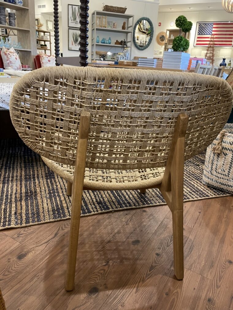 Outdoor Twisted Synthetic Wicker and Teak Occasional Chair - Image 9