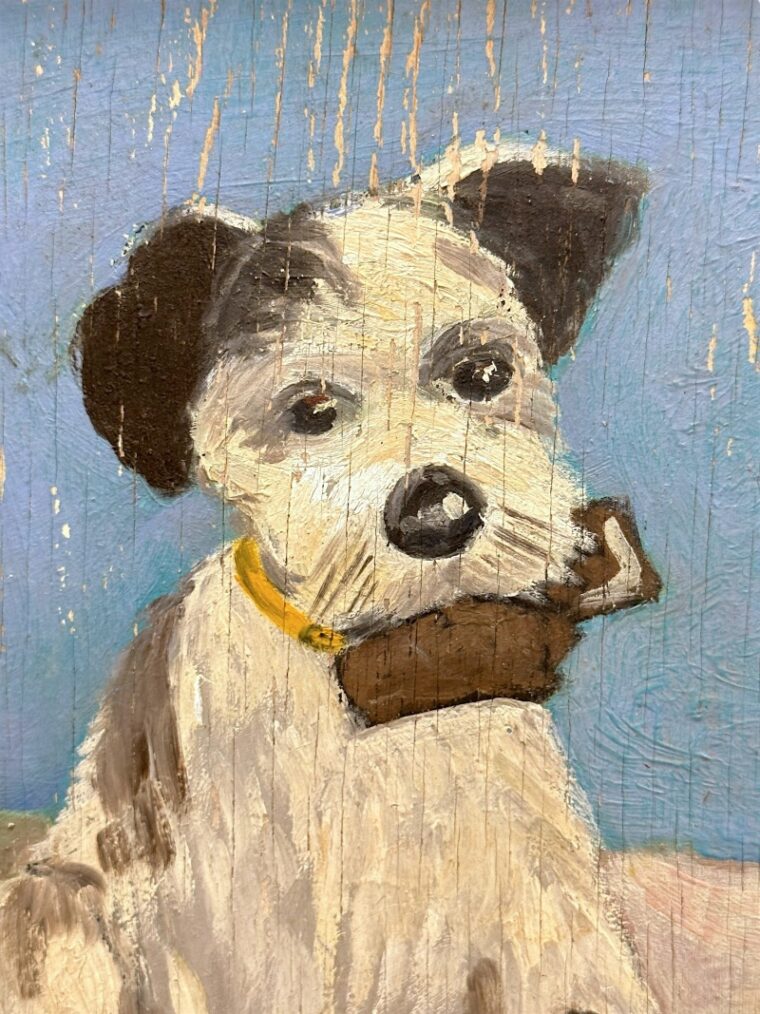Vintage Mid-Century Oil Dog Painting - Image 2