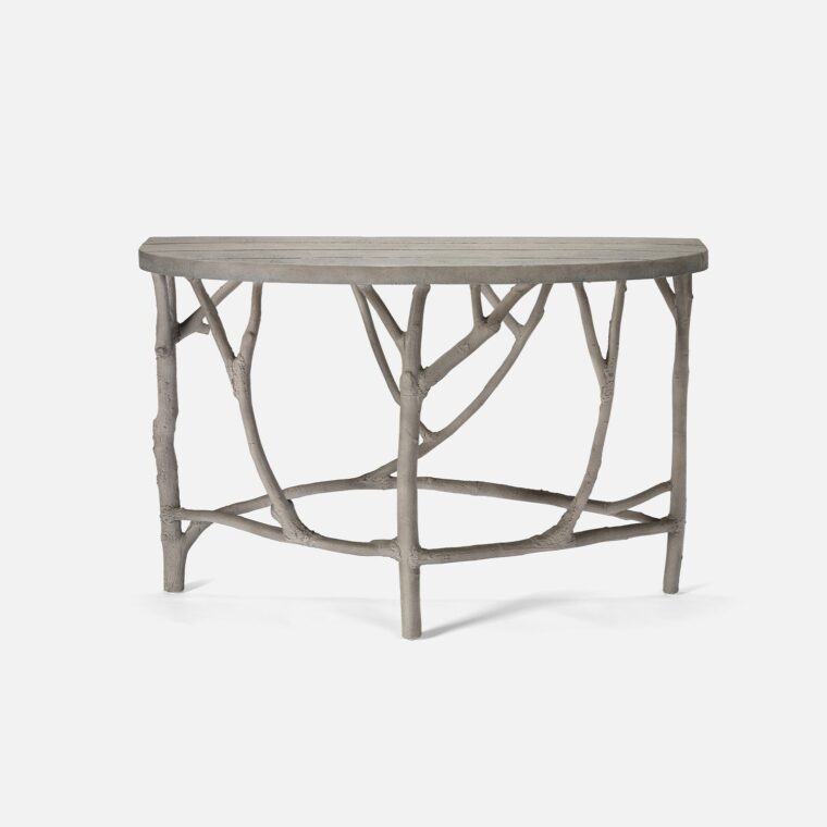 Outdoor Faux Bois Demilune Console