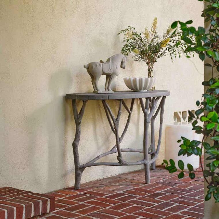Outdoor Faux Bois Demilune Console - Image 8