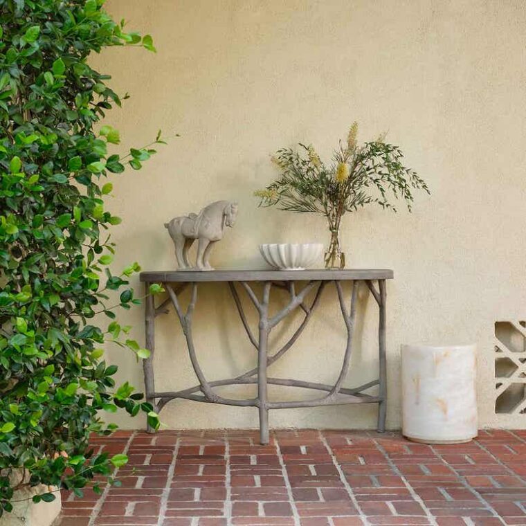 Outdoor Faux Bois Demilune Console - Image 9