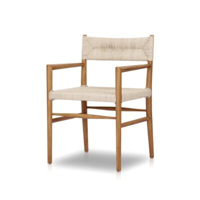 Outdoor Teak and All Weather Wicker Dining Arm Chair