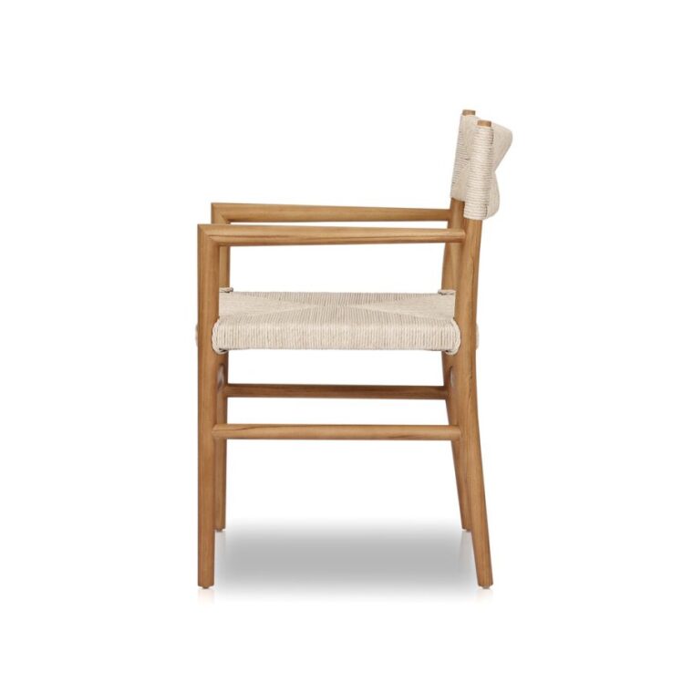 Outdoor Teak and All Weather Wicker Dining Arm Chair - Image 4