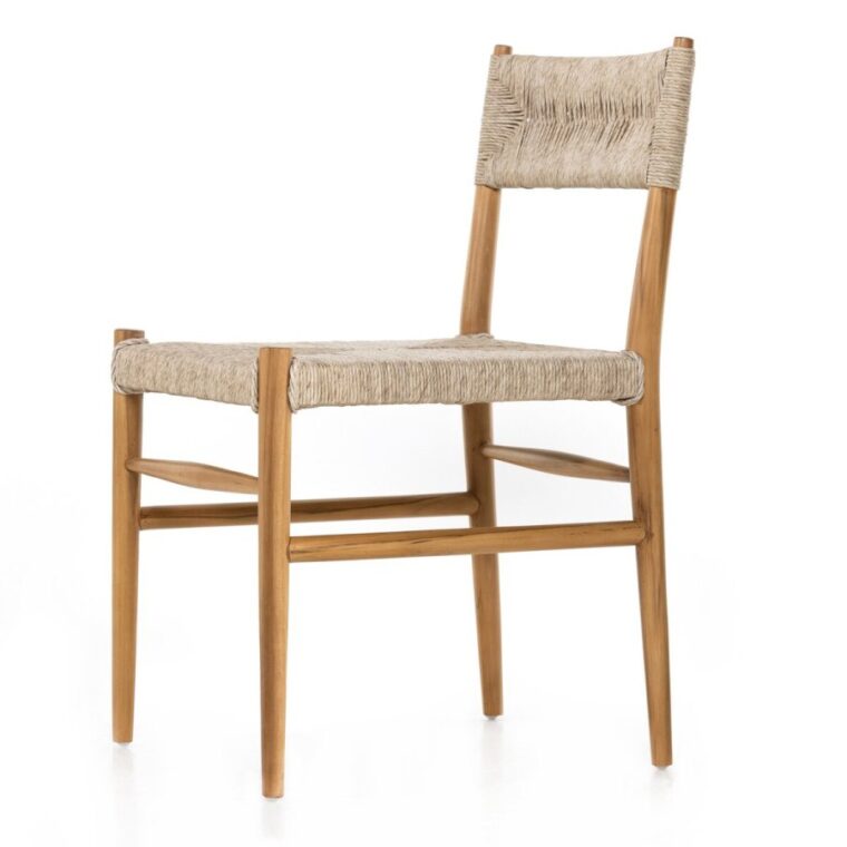 Outdoor Teak and All Weather Wicker Dining Side Chair - Image 2