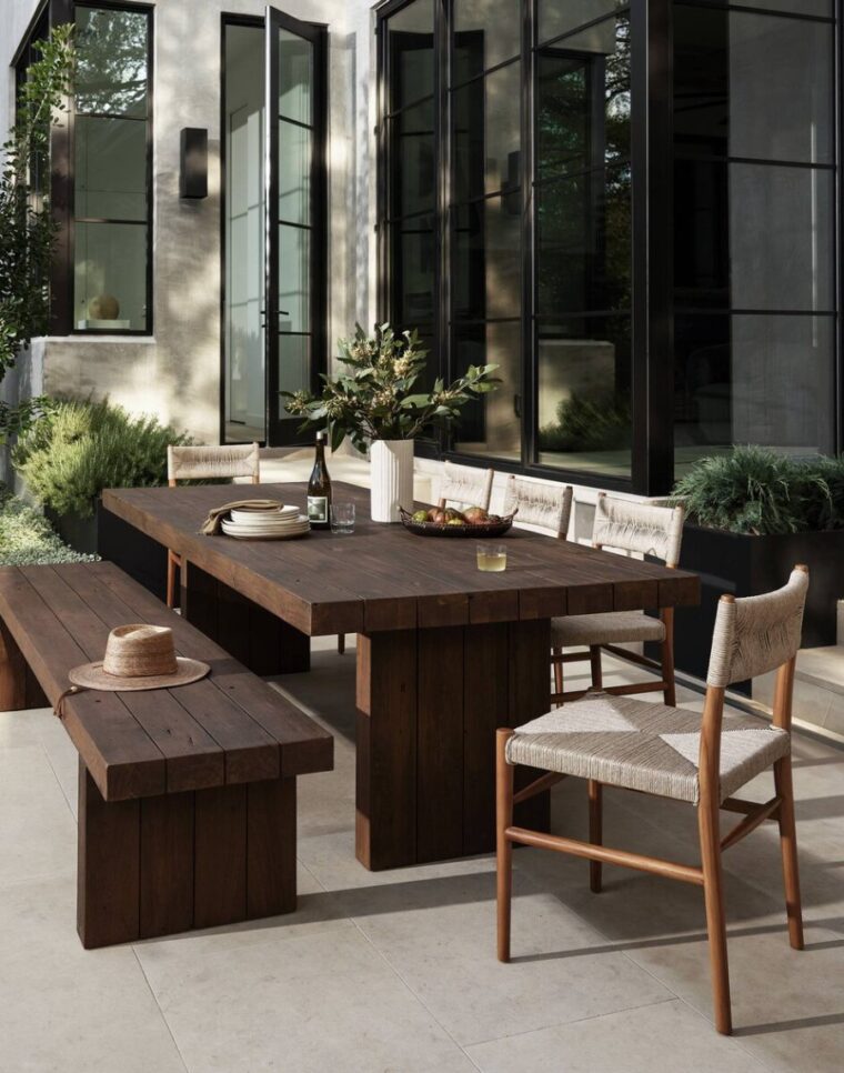 Outdoor Teak and All Weather Wicker Dining Side Chair - Image 11