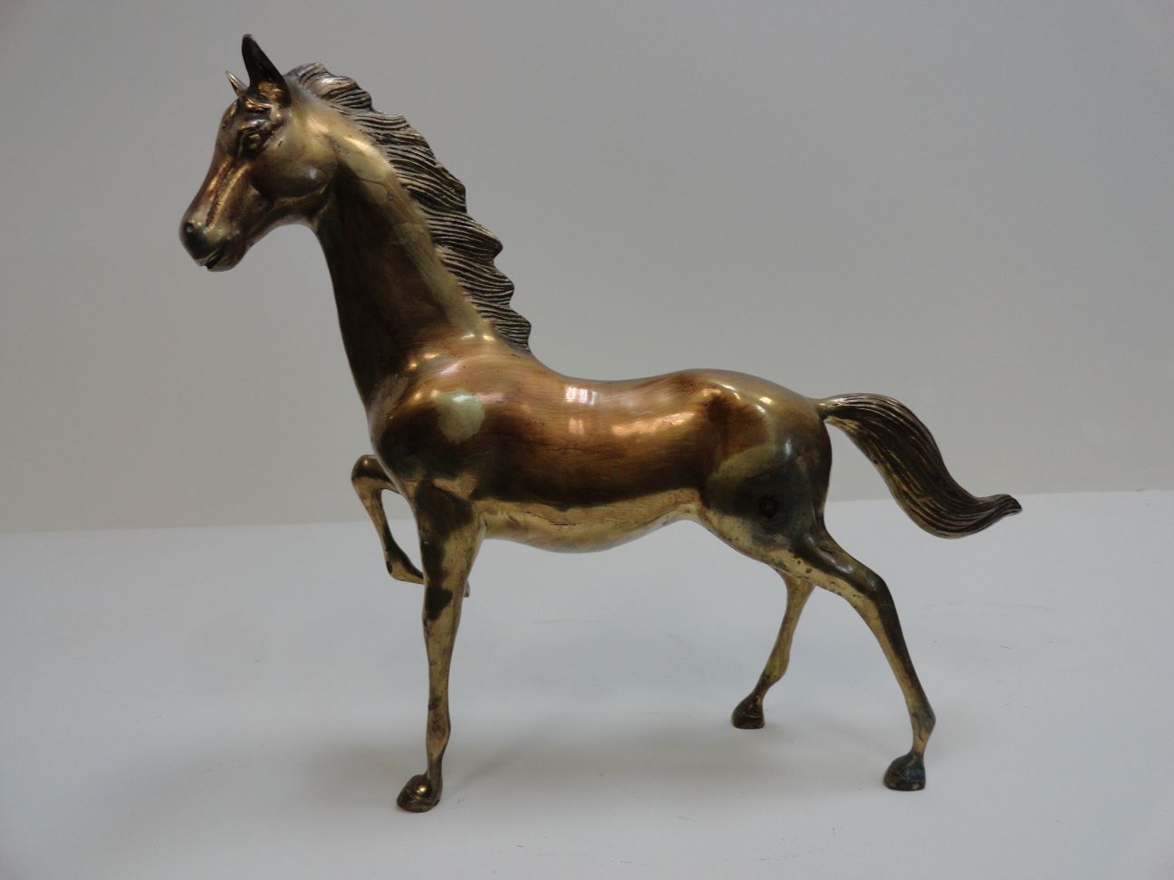 Large Vintage Brass Horse Sculpture - Mecox Gardens