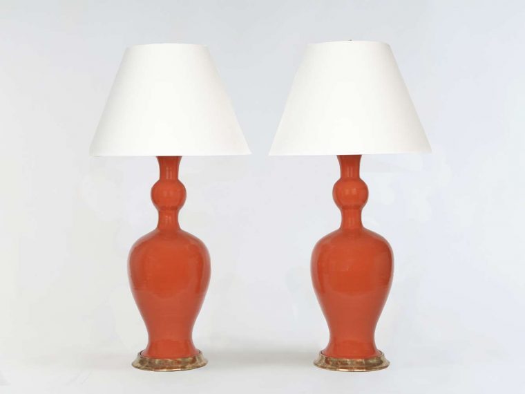 Glazed Ceramic Egg Lamp with Burlap Shade Mecox Gardens