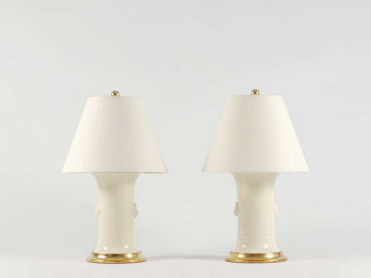 Glazed Ceramic Egg Lamp with Burlap Shade Mecox Gardens