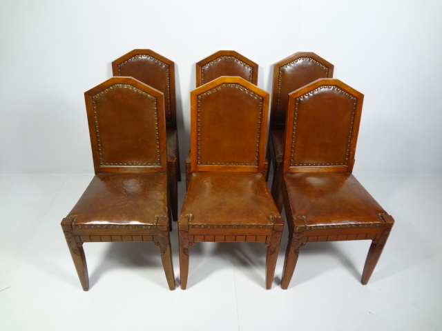 Antique Leather And Wood Dining Chairs Mecox Gardens