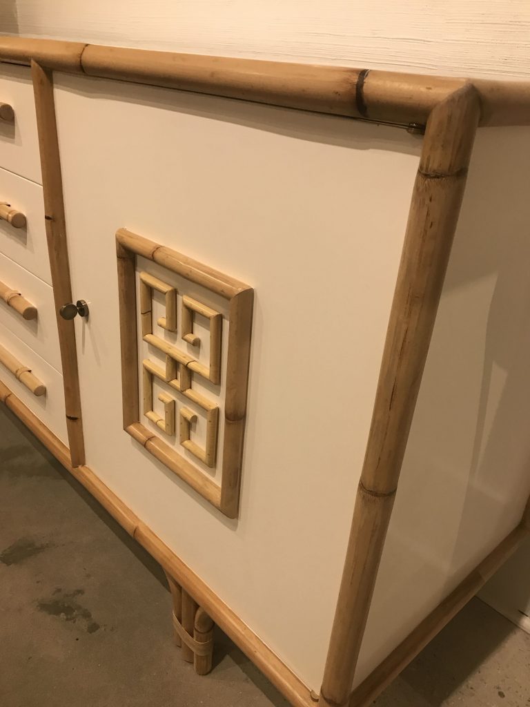 White Lacquered Rattan Buffet Mecox Gardens