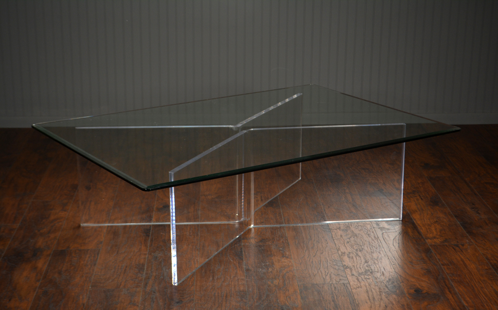 Angled Acrylic and Glass Coffee Table Mecox Gardens