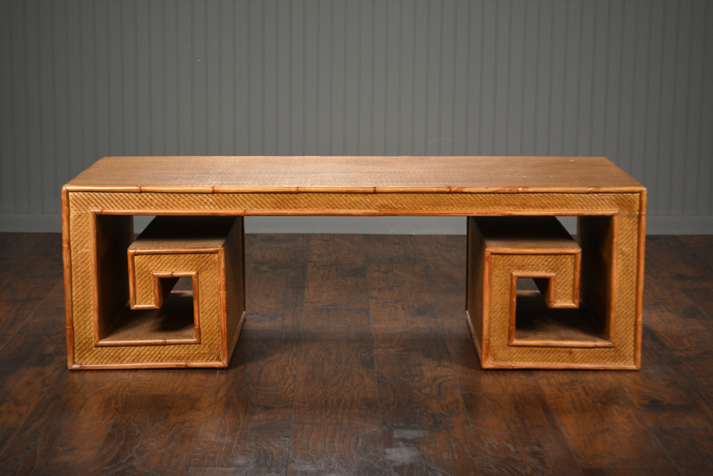 Faux Bamboo and Rattan Coffee Table - Mecox Gardens