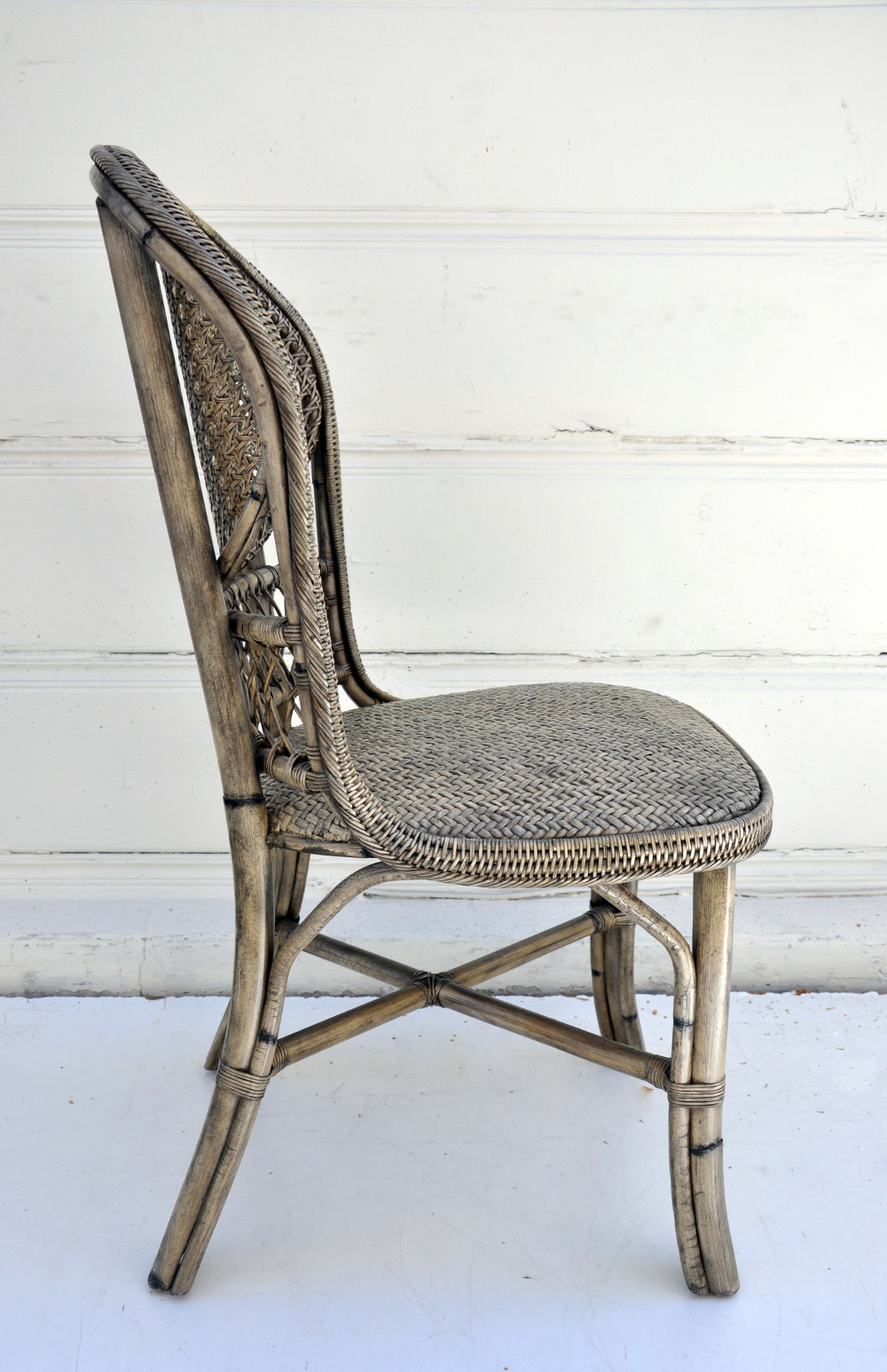 Antiqued Grey Cane Side Chair Mecox Gardens