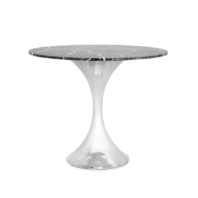 36" Stone Top Dining Table with Hammered Base Mecox Gardens