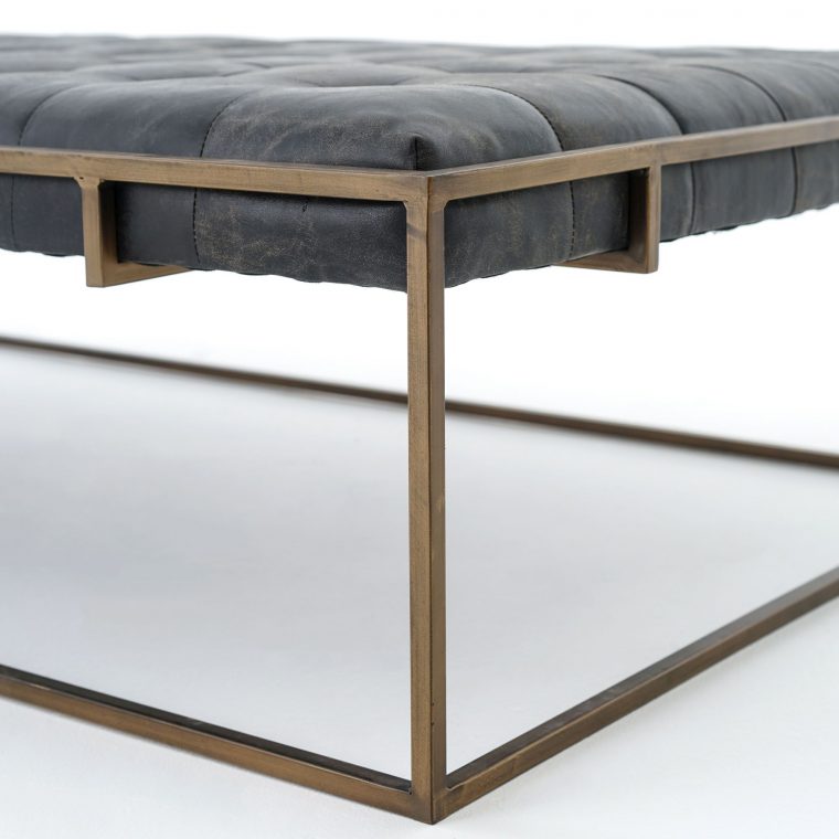 Tufted Leather Coffee Table Ottoman - Image 4