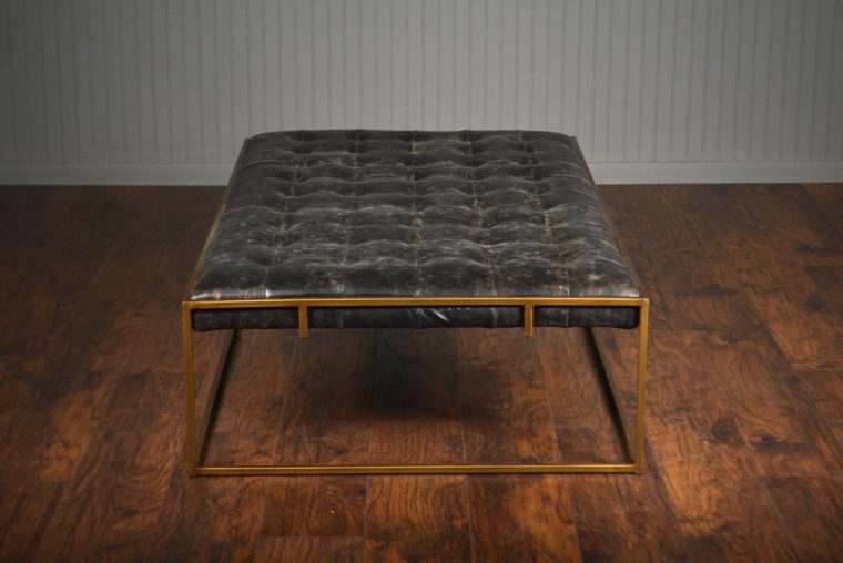 Tufted Leather Coffee Table Ottoman - Image 9