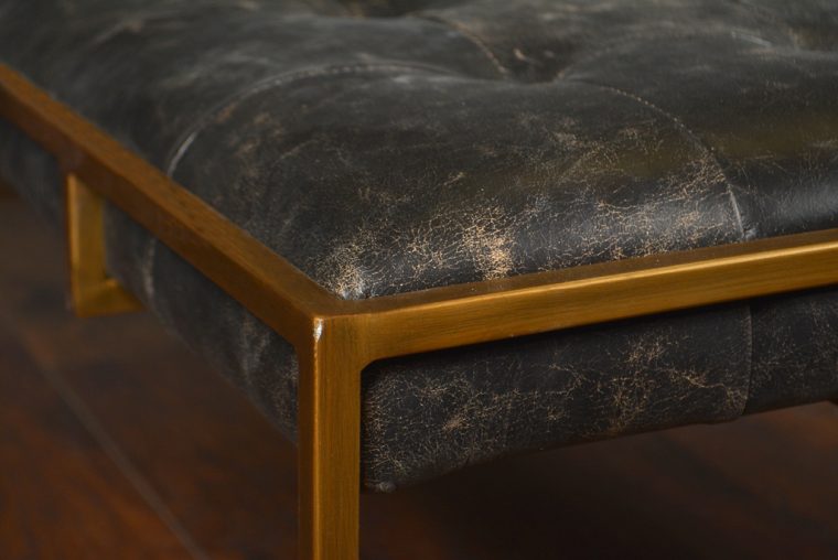 Tufted Leather Coffee Table Ottoman - Image 10