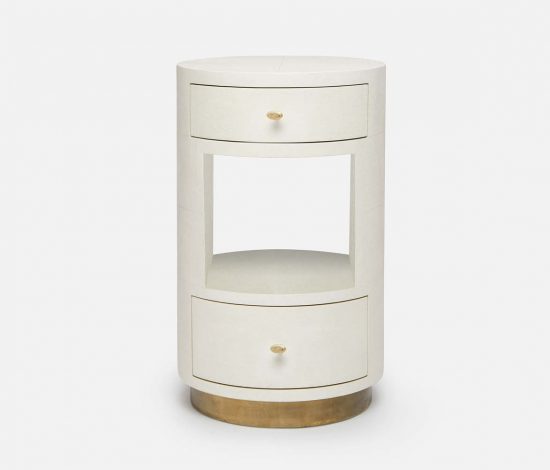 Small Nora Faux Shagreen Round Nightstand