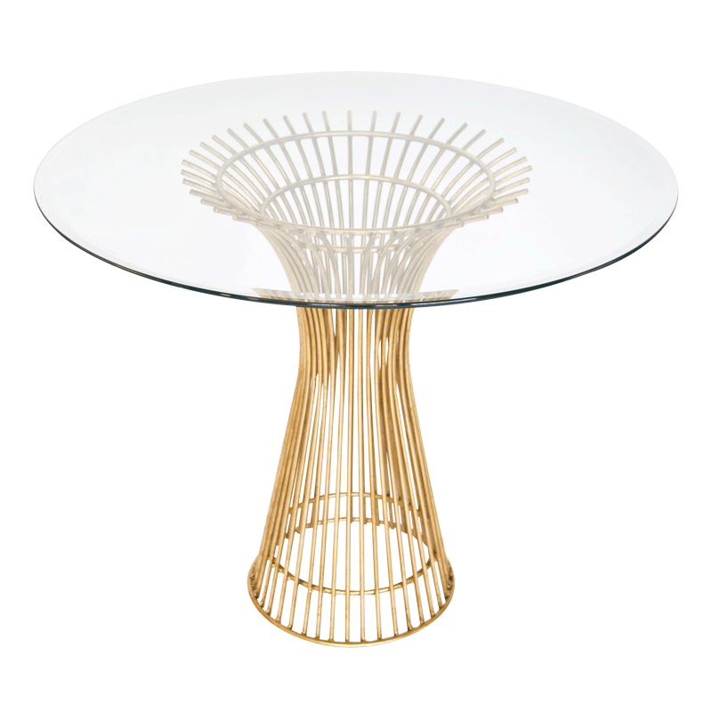 Iron Spoke Round Glass Top Table Mecox Gardens